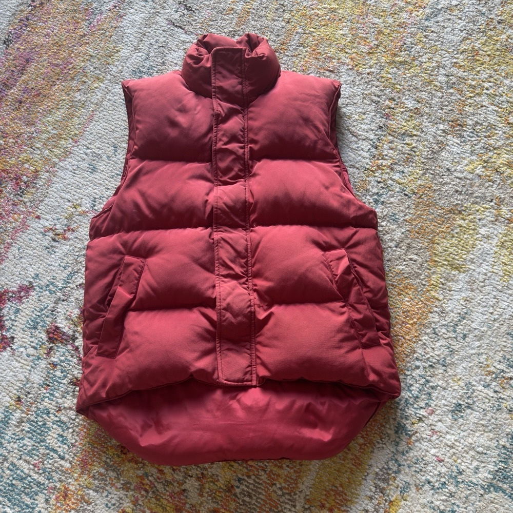 Vintage 90s J.Crew Oarsman  Red Down Puffer Vest Small - gorpcore
